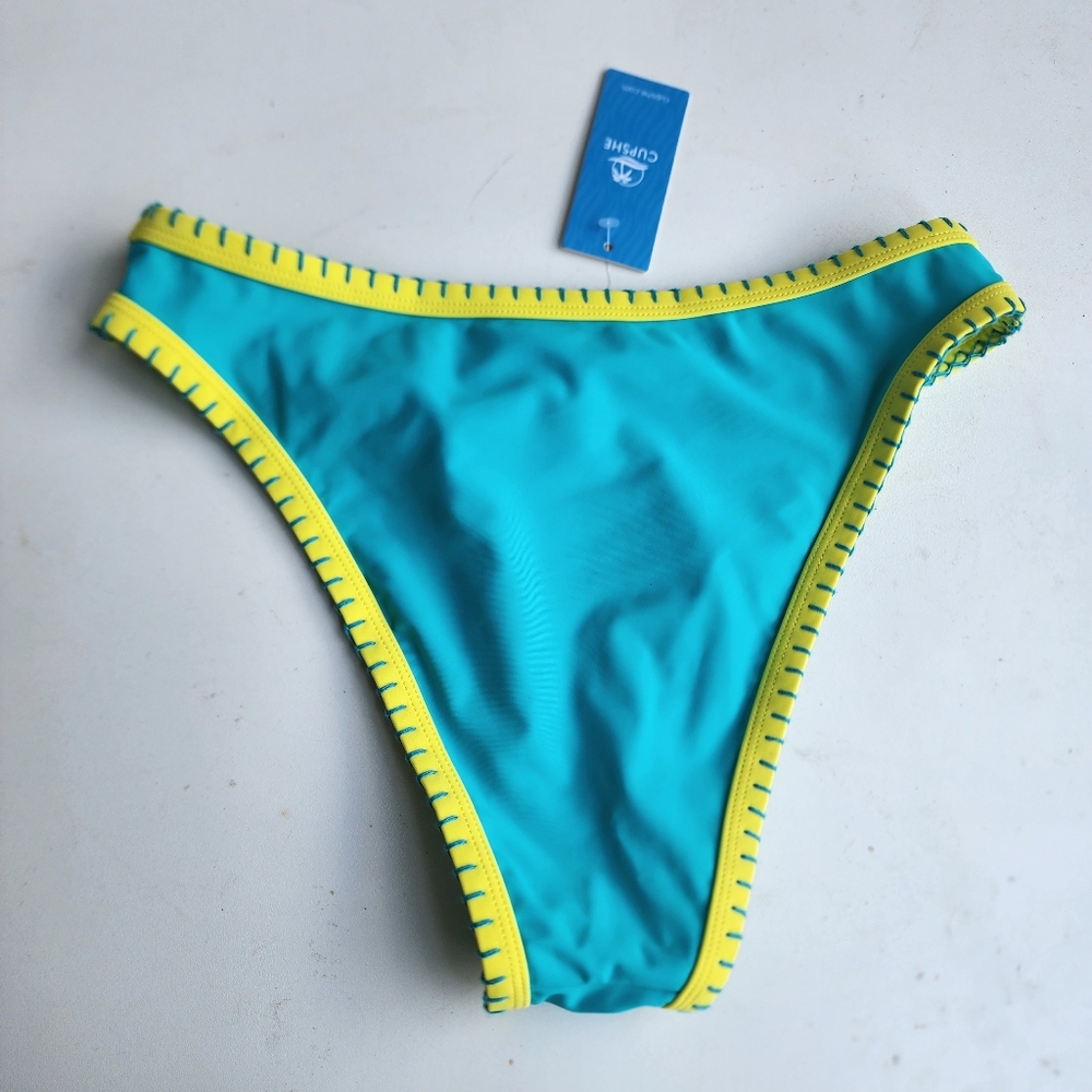 NWT Cupshe Women's Take Me To Tulum Colorblock Cheeky Bikini Bottoms Green XS - Picture 8 of 9
